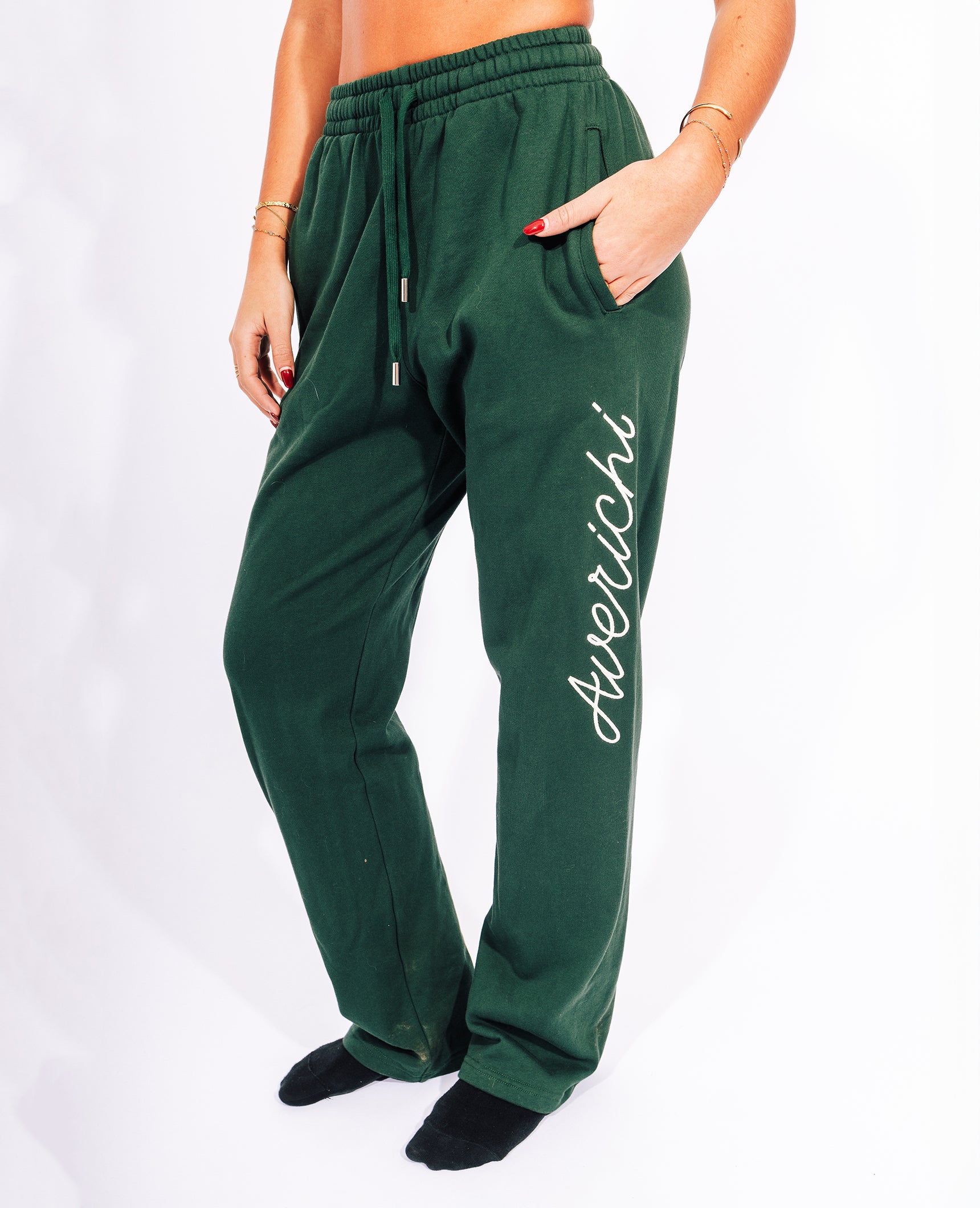 Bouquets Roses Dark Green Pants